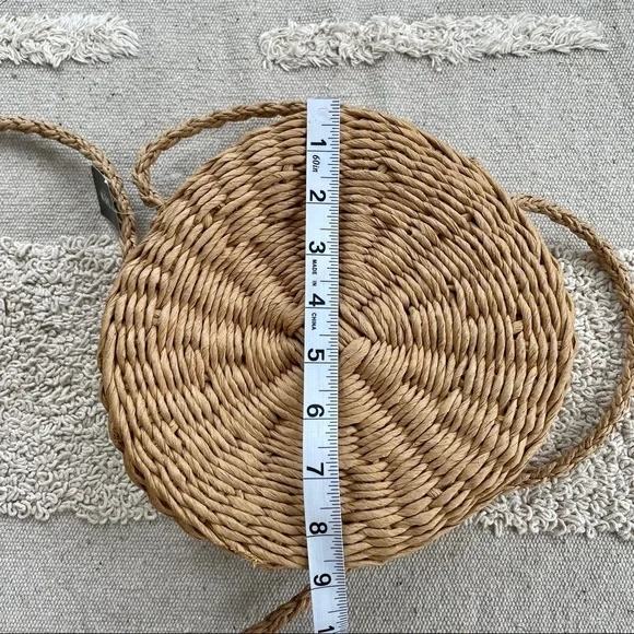 STRAW ROUND CROSSBODY BAG  WITH TOP HANDLE - Picture 9 of 14